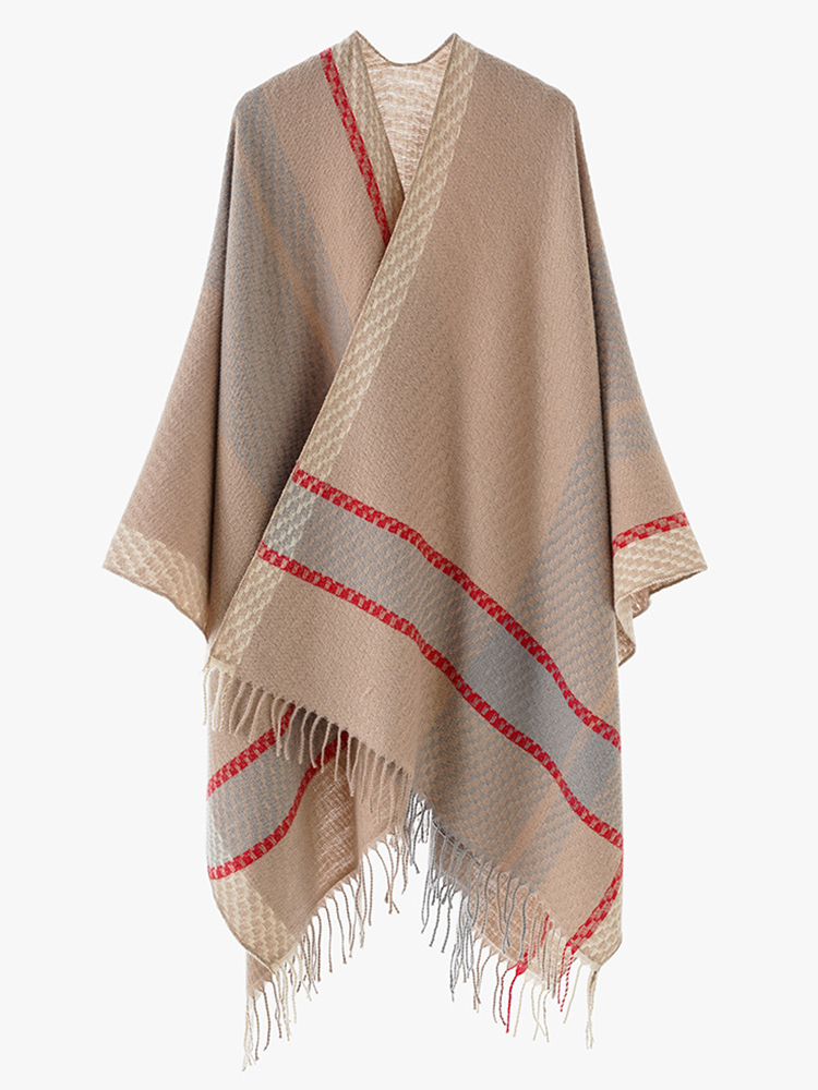 ผ้าพันคอไหมพรมลายทางสไตล์เรโทร - Mens Fashion Poncho บทวิจารณ์และราคา