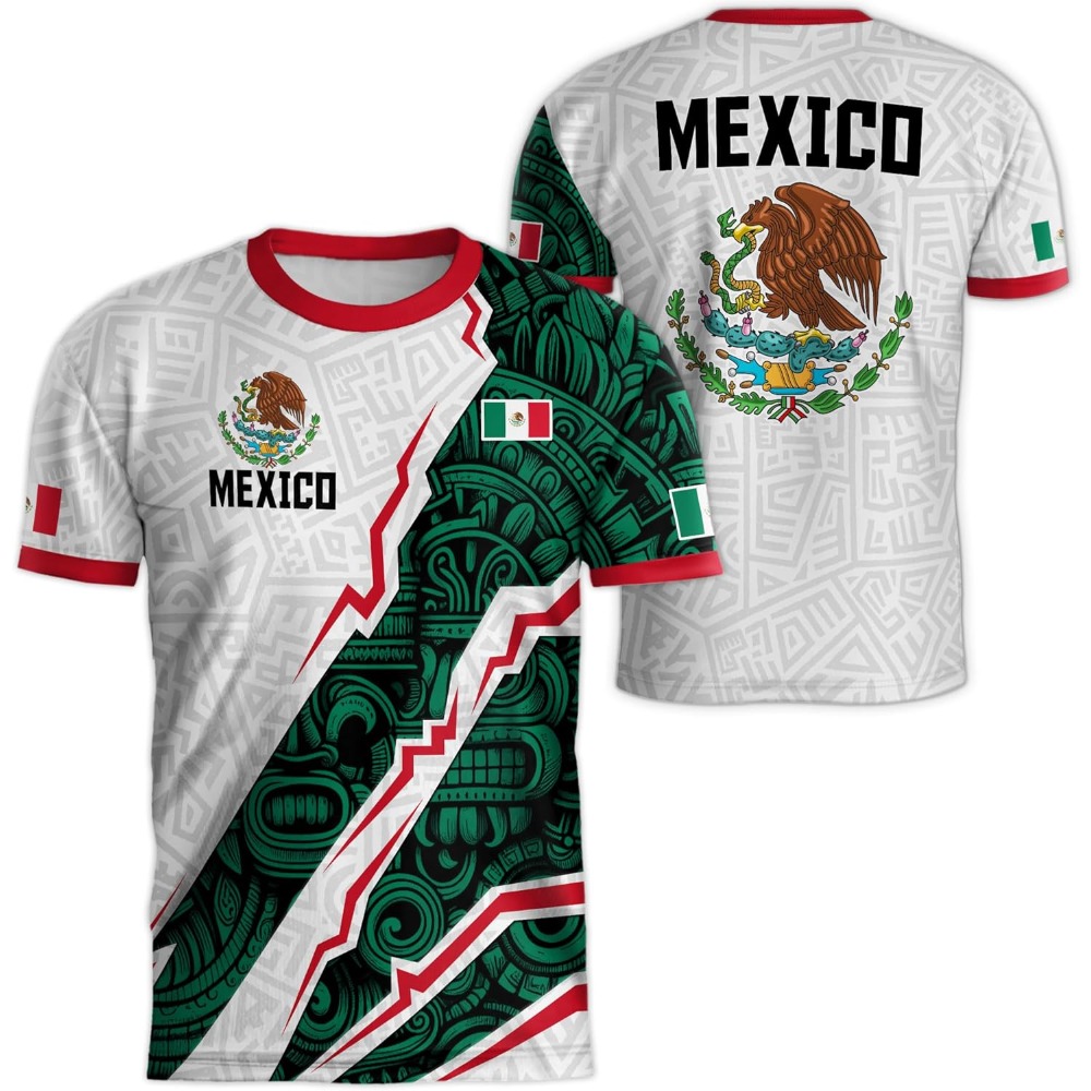 เสื้อยืดแขนสั้นพิมพ์ลายธงชาติเ - Mens Fashion Mexico บทวิจารณ์และราคา