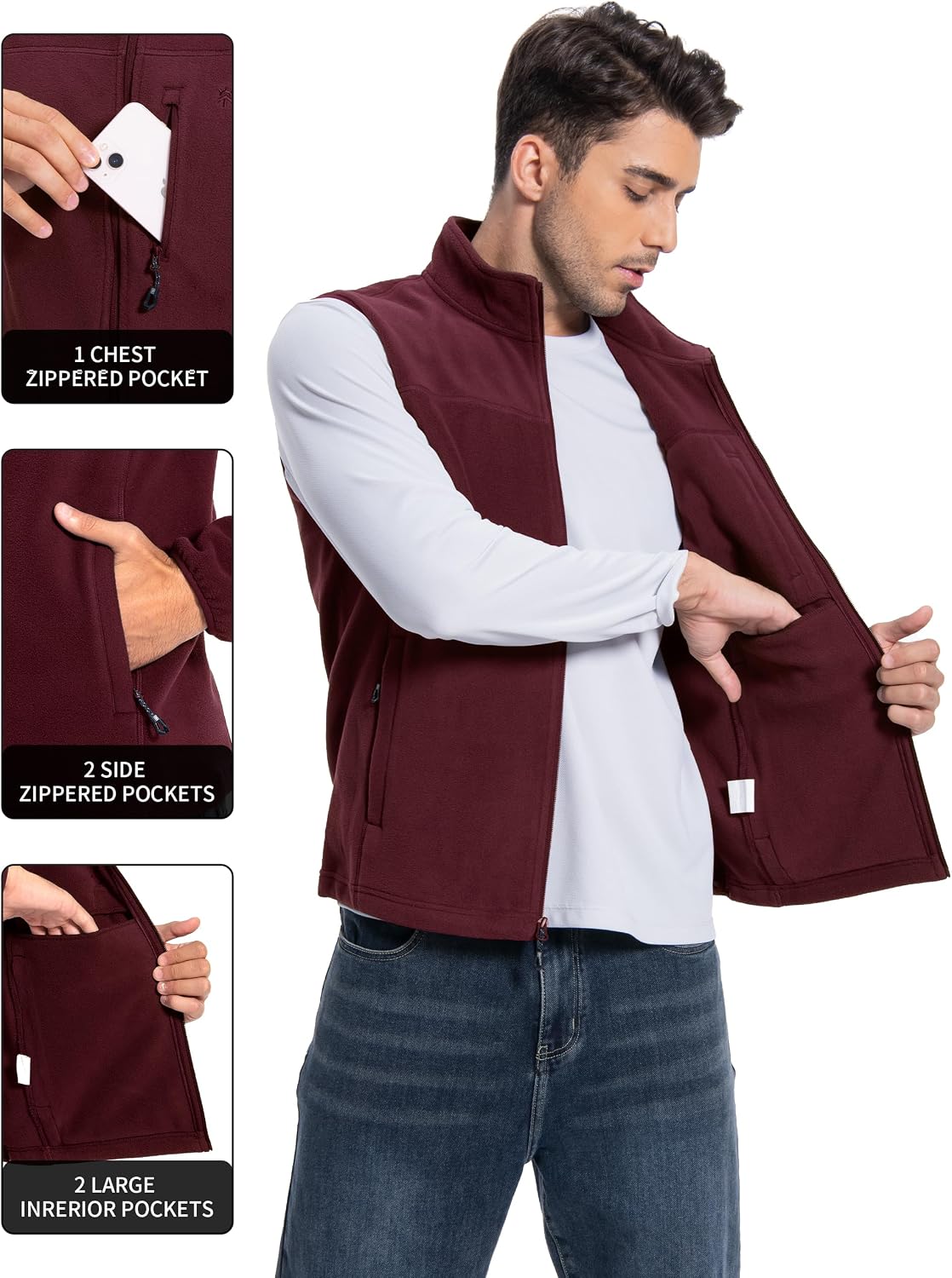 เสื้อกั๊กฟลีซ Pioneer Camp สำห - Windbreaker Men Zip บทวิจารณ์และราคา