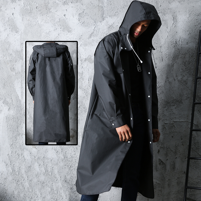 สีดําแฟชั่นผู้ใหญ่กันน้ํายาวเส - Mens Fashion Poncho บทวิจารณ์และราคา