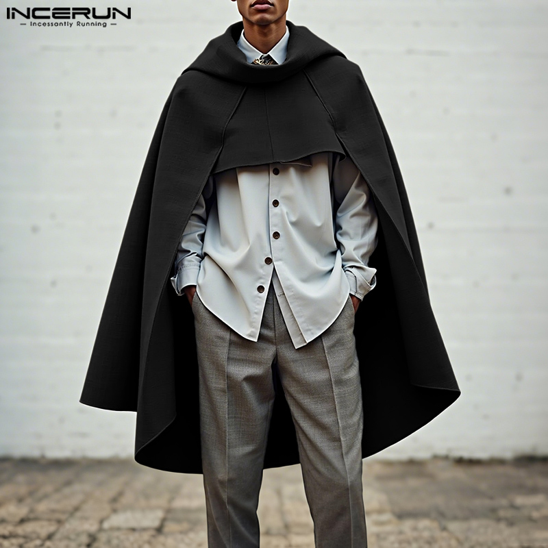 เสื้อคลุมผู้ชาย INCERUN สีพื้น - Mens Fashion Poncho บทวิจารณ์และราคา