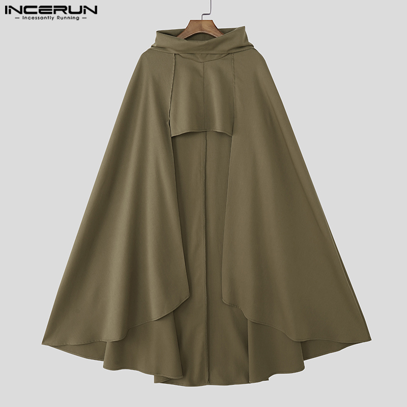เสื้อคลุมผู้ชาย INCERUN สีพื้น - Mens Fashion Poncho บทวิจารณ์และราคา